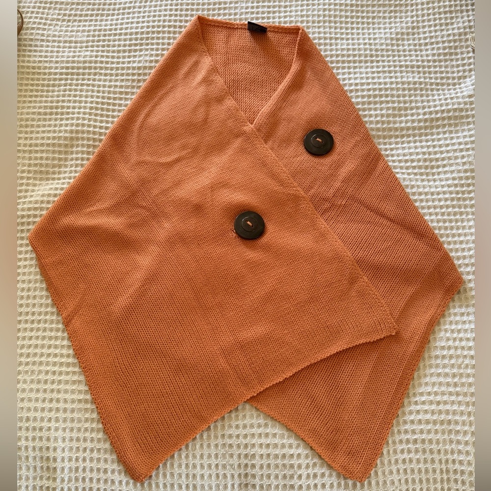 Knit Tangerine Buttoned Shawl